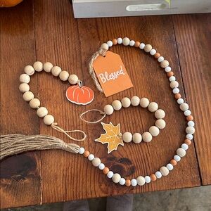 Autumn Beaded Garland with Pumpkin and Leaf Charms